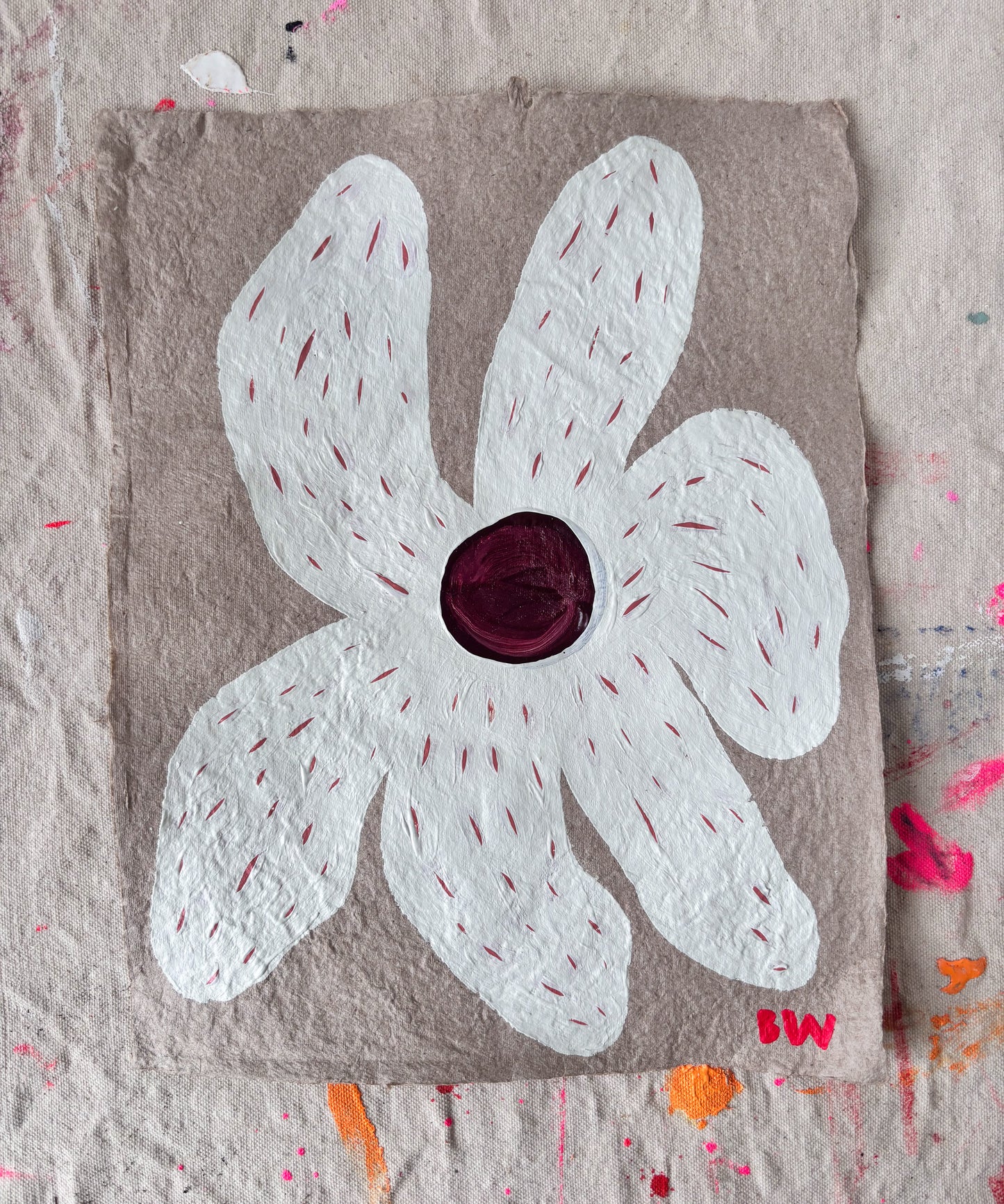 Study on Homemade Paper: White Flower