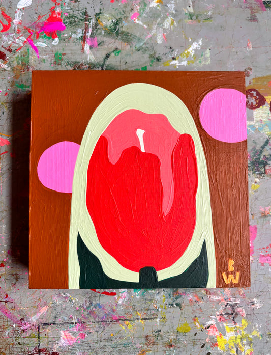 Mini Flower Portal: Red Tulip Original Painting