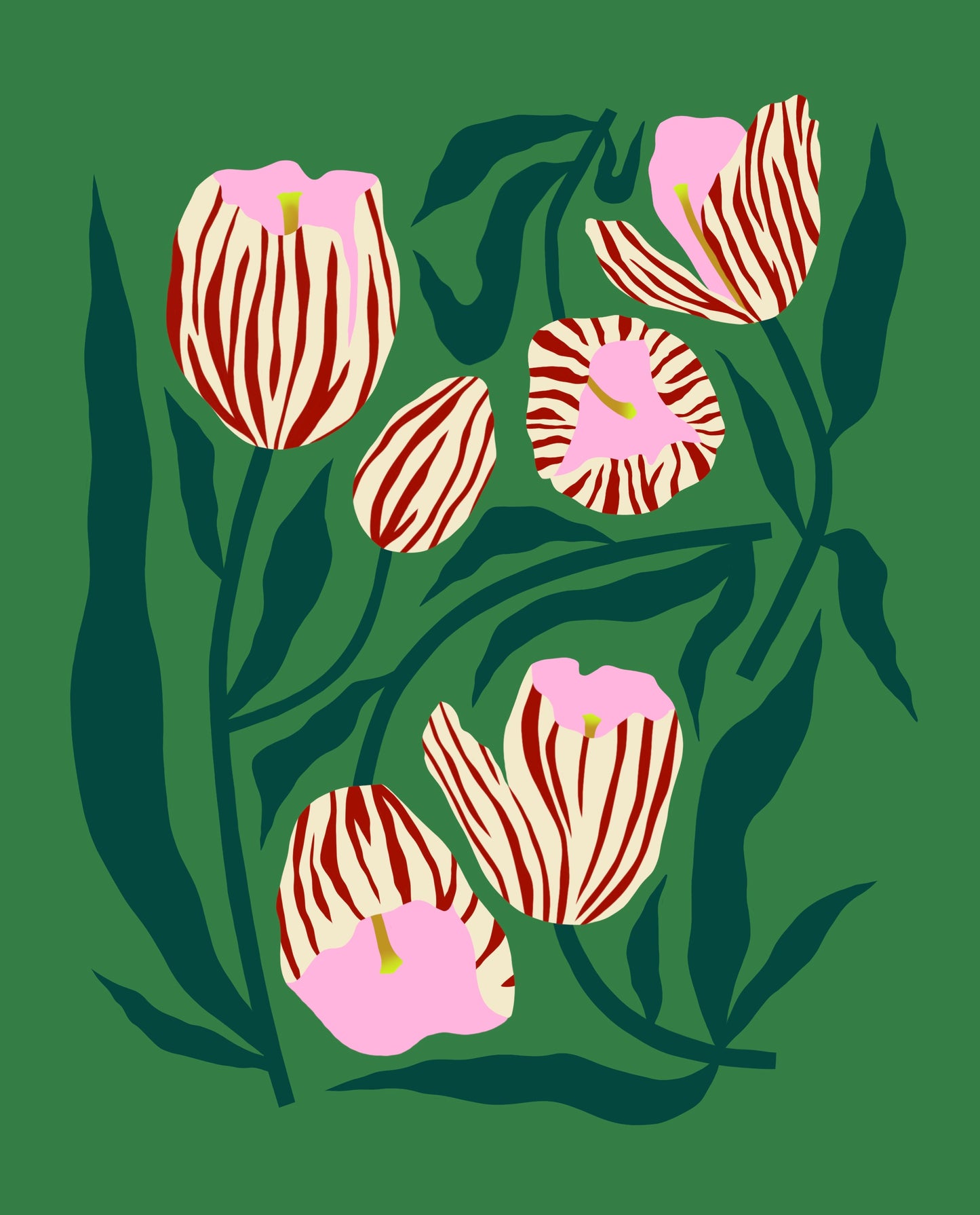 Striped Tulips Print