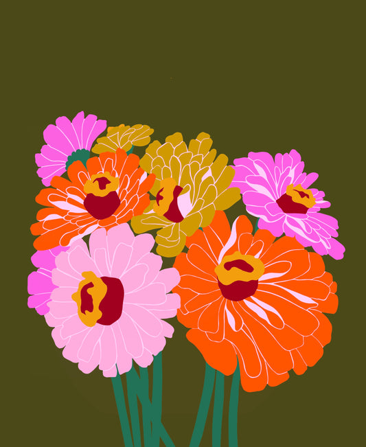 Zinnias Print