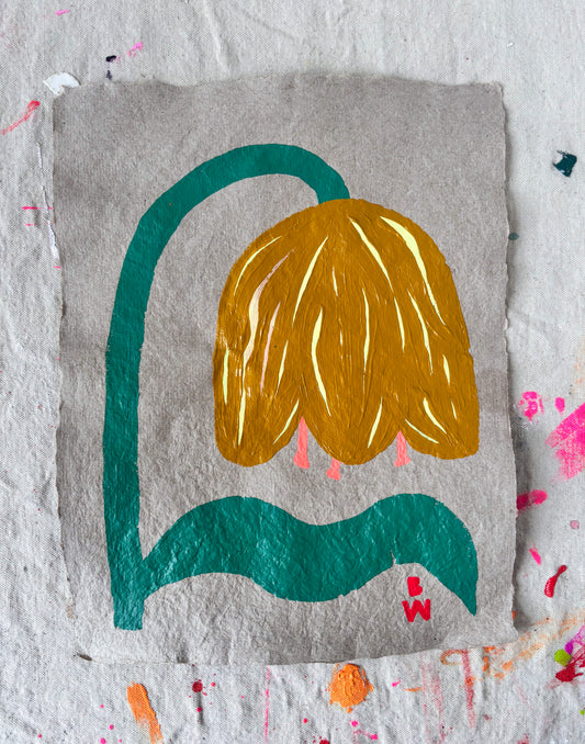 Study on Homemade Paper: Yellow Tulip