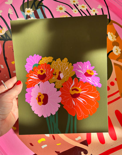 Zinnias Print