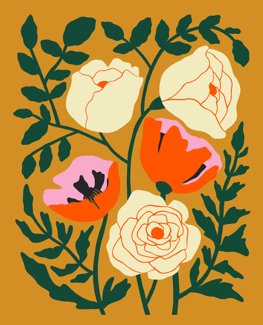 Roses and Poppies Print